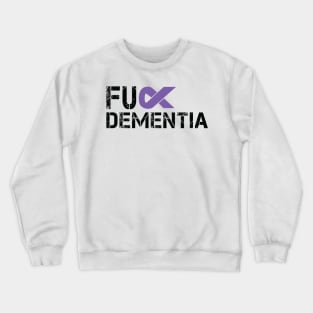 Fuck Dementia Awareness Gift Purple Ribbon Support Warrior Crewneck Sweatshirt